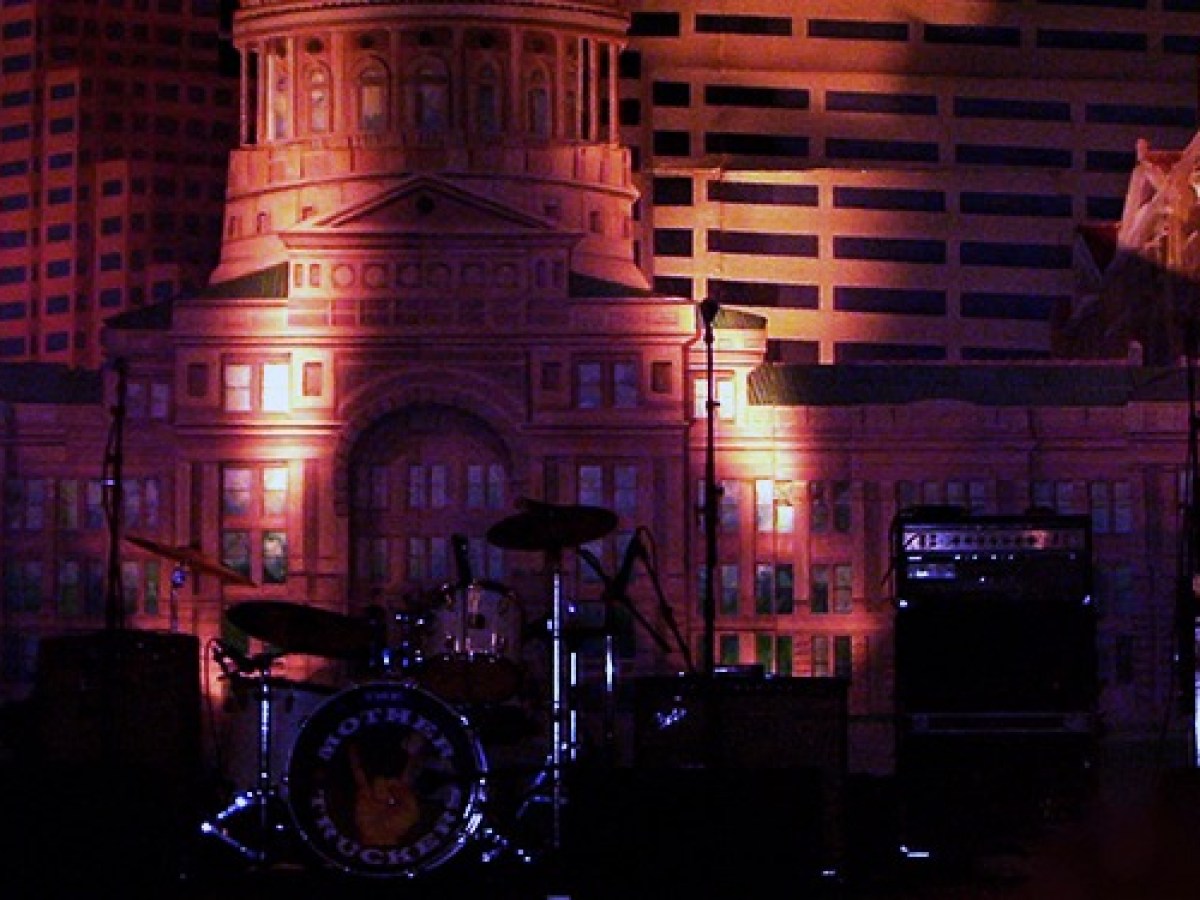 Band equipment at night